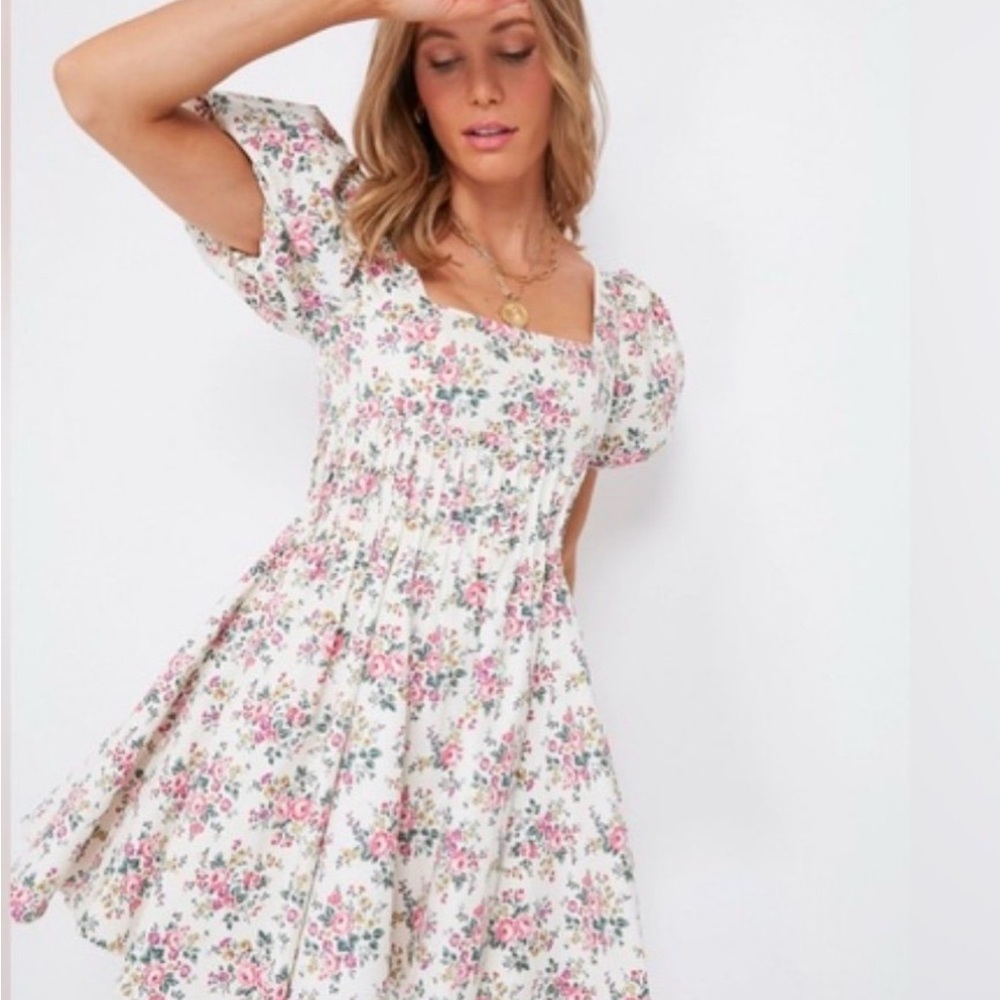 Chic Floral Puff Sleeve Mini Dress